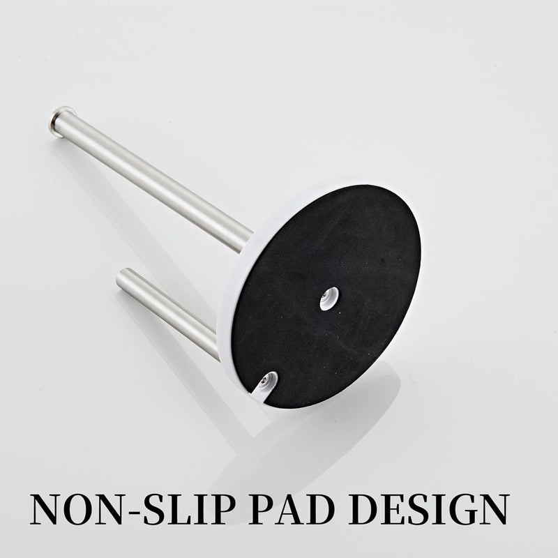 KUUBTH Brushed Nickel Paper Towel Holder,Stainless Steel Paper Towel Holder for Kitchen Roll Organize, Standard or Jumbo-Sized Roll Paper, Countertop Roll Dispenser with Marble Base - Image 4